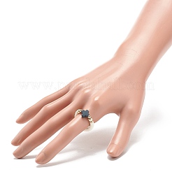 Heishi in argilla polimerica e ematite sintetica e anello da dito elasticizzato con perline incrociate in corallo sintetico per donna&nbsp;RJEW-JR00526