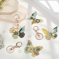 Kits de fabrication de porte-clés pendentifs papillon en alliage émaillé à faire soi-même&nbsp;DIY-SP0003-10B