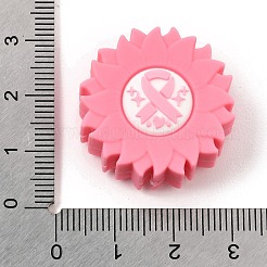 Silikonperlen mit rosa Schleifenmotiv zur Sensibilisierung für Brustkrebs&nbsp;SL-CBA6E7F-01B