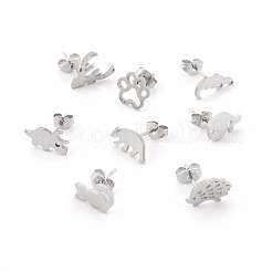 16 Paar Ohrstecker aus 304 Edelstahl in 16 Stilen: Krokodile&nbsp;EJEW-CF0001-02P