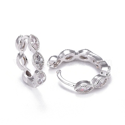 Messing Micro Pave Zirkonia Huggie Creolen&nbsp;EJEW-K083-34P-B