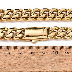 Collares de cadena de eslabones cubanos de acero inoxidable 304 de 12 mm para unisex&nbsp;NJEW-K295-02C-G