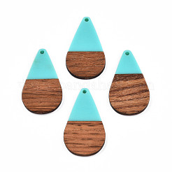 Pendentifs en résine opaque et bois de noyer&nbsp;RESI-N025-030-B03