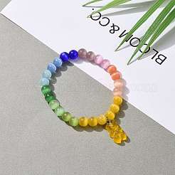Bracciali con ciondoli elasticizzati in resina orso&nbsp;BJEW-JB06271-03