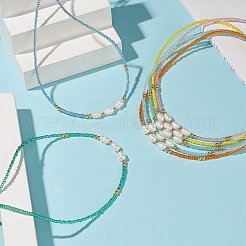 7-teiliges Halsketten-Set aus Naturperlen und Glasperlen in 7 Farben für Damen&nbsp;NJEW-JN04184