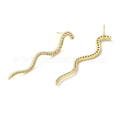 Boucles d'oreilles pendantes longues vagues avec zircone cubique transparente&nbsp;EJEW-F315-02G