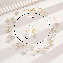 Set di collane e orecchini multistrato con perline rotonde in vetro per donna&nbsp;HD1365