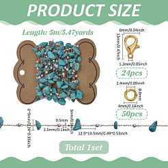 Kits de fabrication de colliers/bracelets en chaînes perlées en laiton et en turquoise synthétique faits à la main&nbsp;DIY-FG0006-70B
