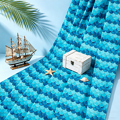 Tela de algodón con estampado de escamas de pescado&nbsp;DIY-WH0750-430A