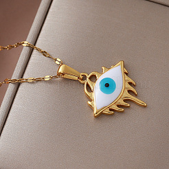 Collane vintage da donna con ciondolo a forma di occhio di Allah in acciaio inossidabile 304 smaltato.&nbsp;XZ3178