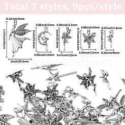 63 pz 7 stili pendenti in lega di stile tibetano&nbsp;TIBE-SC0002-53