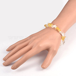 Braccialetti elasticizzati con perline citrino (tinti e riscaldati).&nbsp;BJEW-JB01825-05