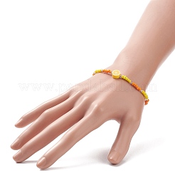 5 pz 5 stile limone e fragola e anguria argilla polimerica e set di braccialetti elastici con perline di semi di vetro&nbsp;BJEW-JB09102