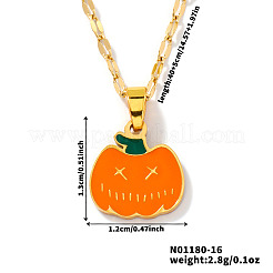 304 Edelstahl Emaille Halloween Kürbis Anhänger gesprenkelte Kette Halsketten&nbsp;DR6238