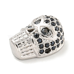 Messing Micro Pave schwarz Zirkonia Perlen&nbsp;ZIRC-P119-19P-02