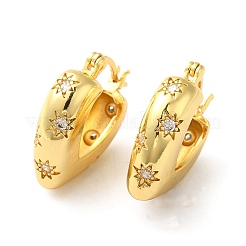 Orecchini a cerchio con cuore in zirconia cubica trasparente e stella&nbsp;EJEW-Q024-02G
