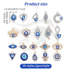 40 Stück Strass-Verbindungsstück-Sets aus Zinklegierung für Charms und Anhänger&nbsp;FIND-HY0004-30