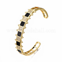 Messing Micro Pave klare Zirkonia Manschette Armreifen&nbsp;BJEW-N302-006A-NF