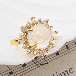 Sonnenblumen-Fingerringe aus natürlichem Quarzkristall&nbsp;RJEW-B113-03G-07