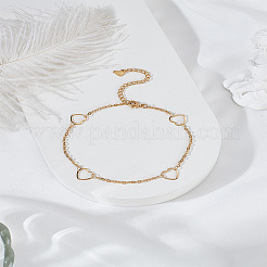 1 bracelet de cheville en acier inoxydable 304 avec maillons en forme de cœur et chaînes pour femmes&nbsp;AJEW-LP0006-58