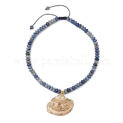 Colliers avec pendentif en coquillage Saint-Jacques naturel plaqué électrolytique&nbsp;NJEW-JN06445