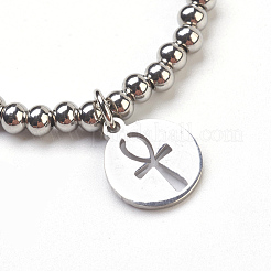 Braccialetti elastici con ciondoli in perline in acciaio inossidabile 304 anti-appannamento&nbsp;BJEW-JB03862-02