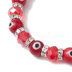 4 Stück 4 Farben Böse Augen handgemachte Bunte Malerei & galvanisiertes Glas Stretch Armband Sets&nbsp;BJEW-TA00520
