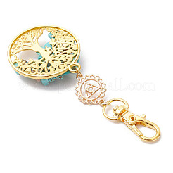 Perles de turquoise synthétiques et décorations pendentif arbre de vie en alliage&nbsp;HJEW-JM03129-03