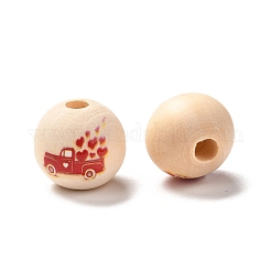 Perles européennes en bois imprimées&nbsp;WOOD-F011-08D