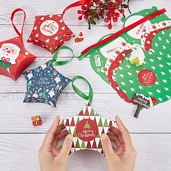 32 Satz 8 Stile Weihnachtsthema Sternförmige faltbare Papierbonbonschachteln&nbsp;CON-BC0006-97