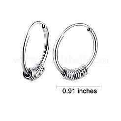 Orecchini a cerchio con perline in argento sterling anti-ossidazione placcati in rodio da donna&nbsp;JE912A-03