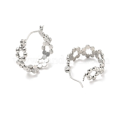 Orecchini a cerchio con perline in acciaio inossidabile 304 anti-ossidazione per donna&nbsp;EJEW-P202-02P