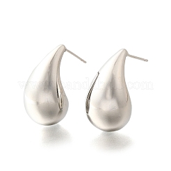 Orecchini a bottone a goccia con torsione in ottone placcato a cremagliera da donna&nbsp;X-EJEW-K247-02P