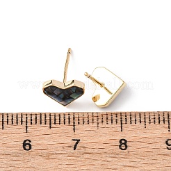 Boucles d'oreilles à tige en forme de cœur en laiton émaillé&nbsp;EJEW-I322-06G