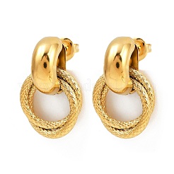 Pendientes colgantes de doble aro de acero inoxidable 304&nbsp;EJEW-K268-21G