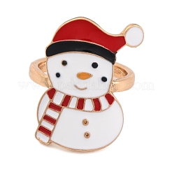 Bague de manchette ouverte en alliage d'émail sur le thème de Noël&nbsp;RJEW-C106-02G-KCG