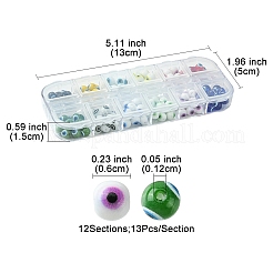 156 pz 12 colori vernice da forno perline di vetro&nbsp;DGLA-FS0001-04
