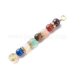 7 Chakra gemischter Edelstein-Kupferdraht umwickelt große Anhänger&nbsp;PALLOY-JF01899-01