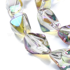 Fils de perles de verre transparentes plaquées demi-arc-en-ciel&nbsp;EGLA-E060-01A-HR02