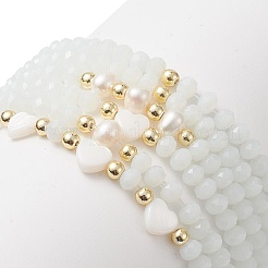 6 Stück 6-teiliges Stretch-Armband-Set mit Naturmuschel&nbsp;BJEW-JB09945-01