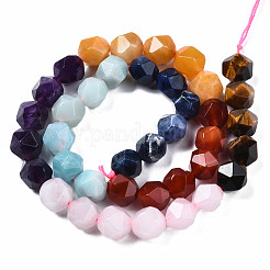 Chakra-Thema natürliches Tigerauge & Rosenquarz & Amethyst & Topas Jade & roter Achat & Amazonit & Sodalith-Perlenstränge&nbsp;G-S376-002C