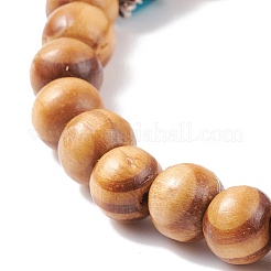 Bracelet extensible en bois naturel avec pierre précieuse&nbsp;BJEW-JB08222