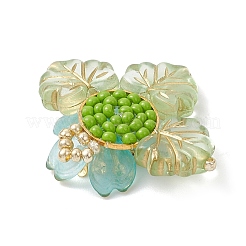 Pendentifs en laiton et perles de verre en forme de fleur&nbsp;PALLOY-MZ01118-02