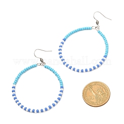 Perline di vetro colorate orecchini pendenti con anello grande per ragazze donne&nbsp;EJEW-JE04653