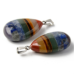 Zusammengebauter natürlicher Amethyst & Lapislazuli & Sodalith & grüner Aventurin & Tigerauge & Topasjade & roter Jaspis Anhänger im Chakra-Stil&nbsp;G-R478-16