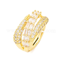 Anelli da dito in ottone micro pavé di zirconi cubici trasparenti per donna&nbsp;RJEW-U047-12G