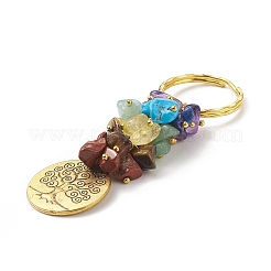 5 porte-clés pendentif en pierre précieuse naturelle chakra&nbsp;KEYC-JKC00414