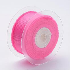 Rubans gros-grain effilochés en polyester&nbsp;ORIB-N0002-16mm-09