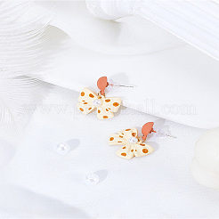 1 paio di orecchini pendenti in lega smaltata con fiocco&nbsp;EJEW-LP0007-080A