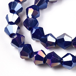 Brins de perles de verre galvanisées de couleur unie opaque&nbsp;EGLA-A039-P6mm-B10